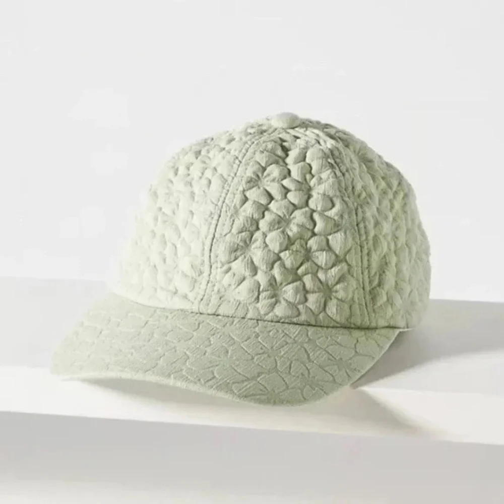 NWT Free People Bow Peep Baseball Hat Floral  Sage Green